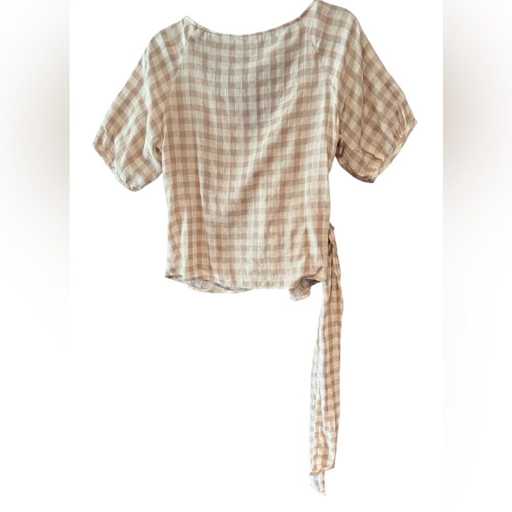 Madewell Sweetheart Wrap Top Gingham Top Size Medium New - Picture 4 of 10